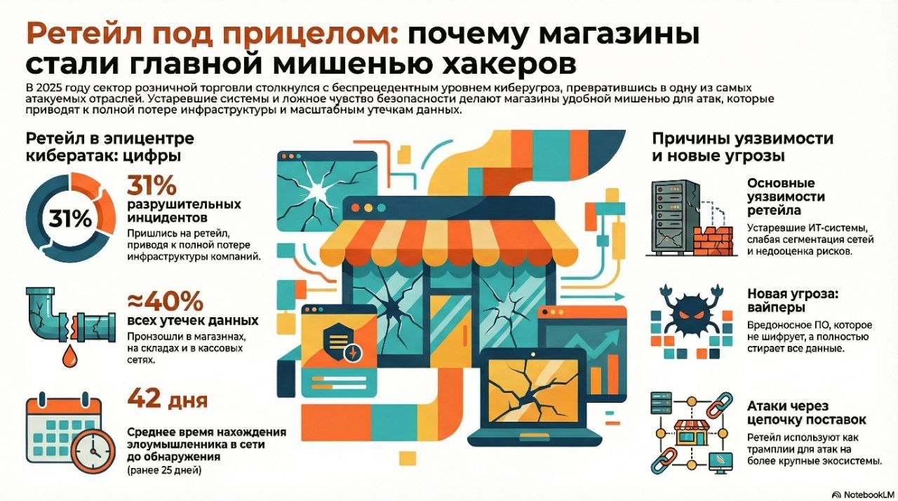 Ретейл стал любимой мишенью атак хакеров В 2025 году розничная…