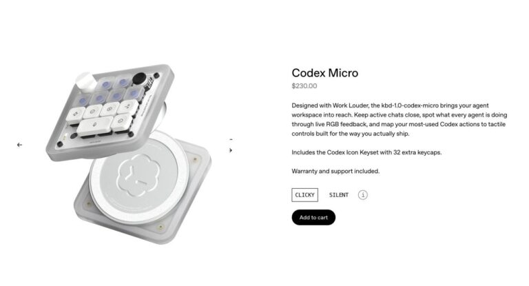 OpenAI выпустили клавиатуру для вайбкодеров. Codex Micro — маленькая панель…