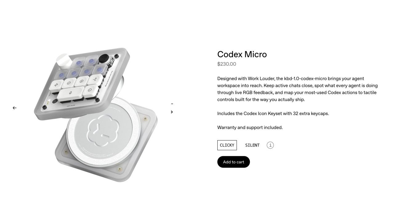 OpenAI выпустили клавиатуру для вайбкодеров. Codex Micro — маленькая панель…
