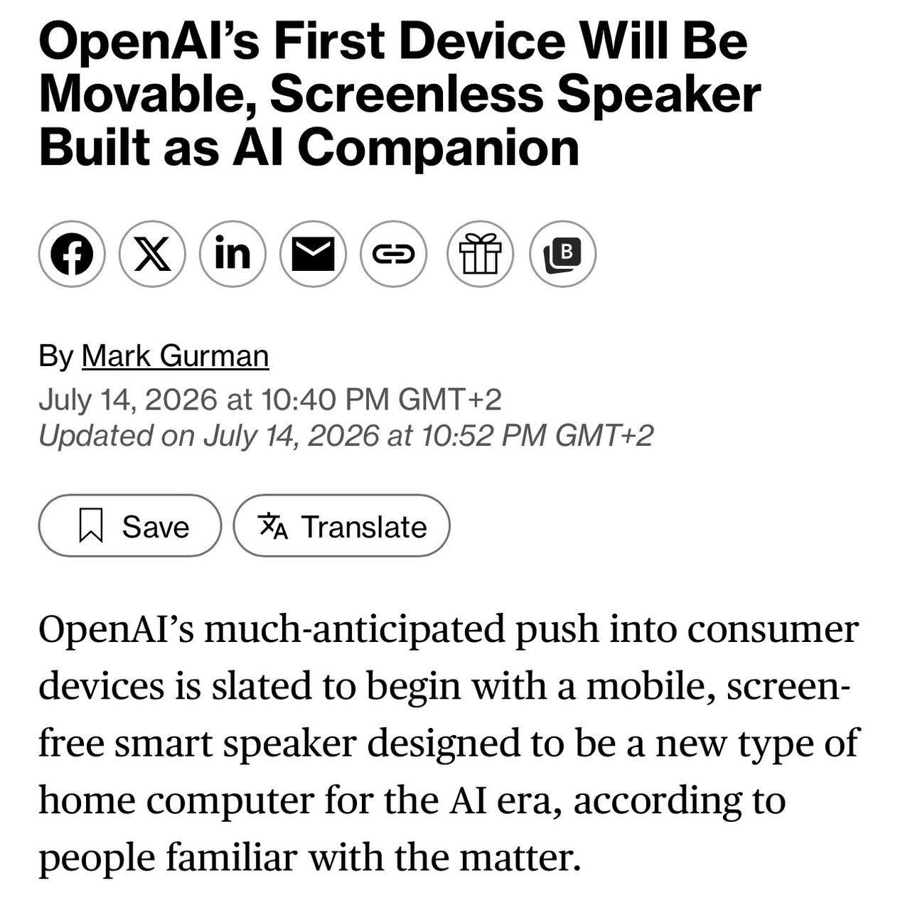 Первым устройством от OpenAI будет умная колонка