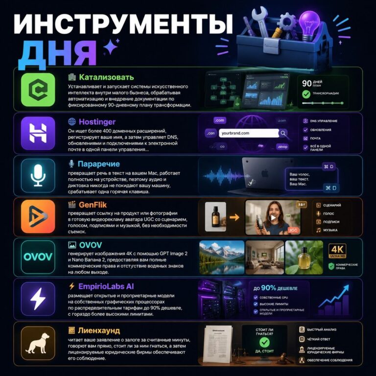 Инструменты дня 🏢 Катализовать Устанавливает и запускает системы искусственного интеллекта внутри малого…