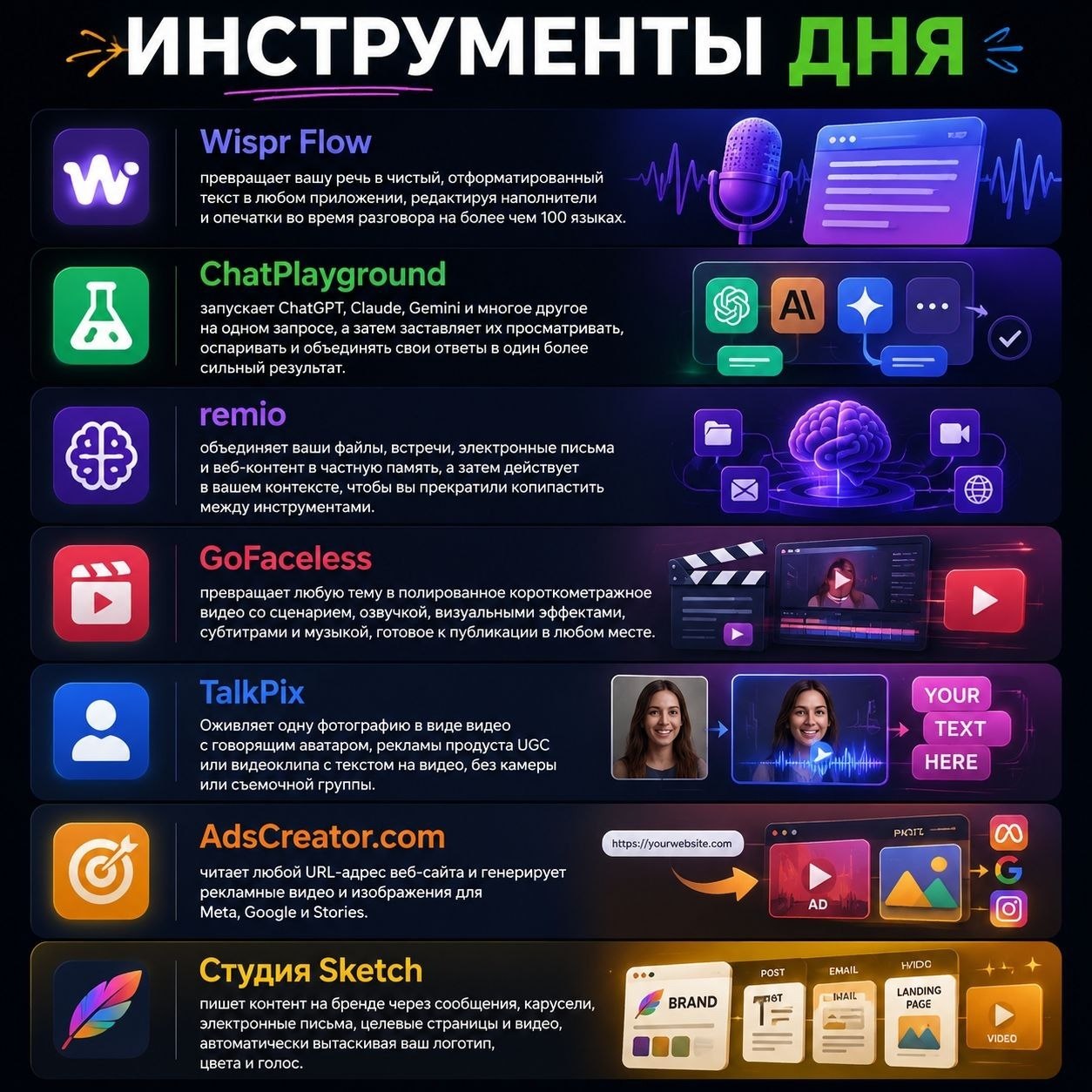 Инструменты дня Wispr Flow превращает вашу речь в чистый, отформатированный…