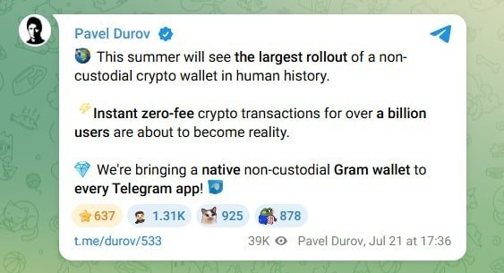 Дуров представил криптокошелёк Gram для Telegram Основатель Telegram Павел Дуров…