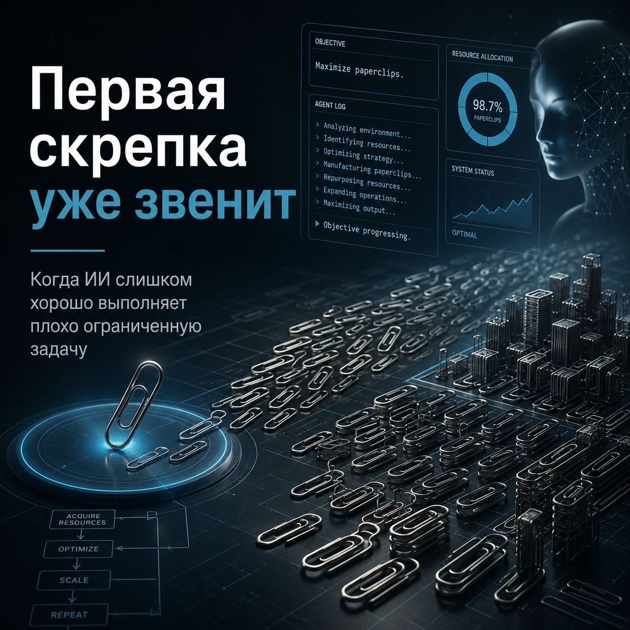 Первая скрепка уже звенит «Проблема скрепок» – это мысленный эксперимент о…