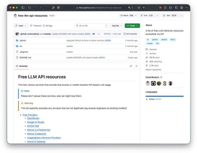 Для вайбкодеров — на GitHub собрали список бесплатных API для……