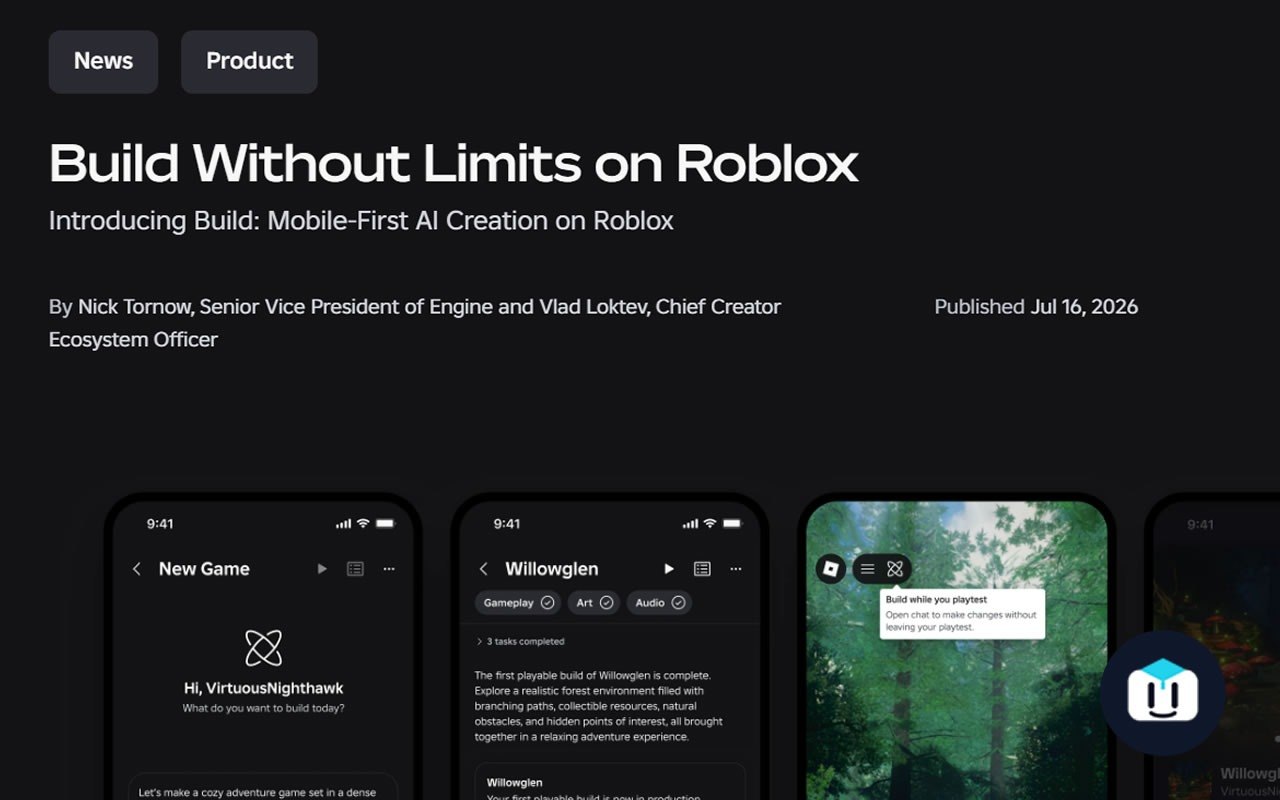 🎮 Roblox запускает Build Roblox анонсировал Build — новый AI-инструмент, встроенный прямо в…