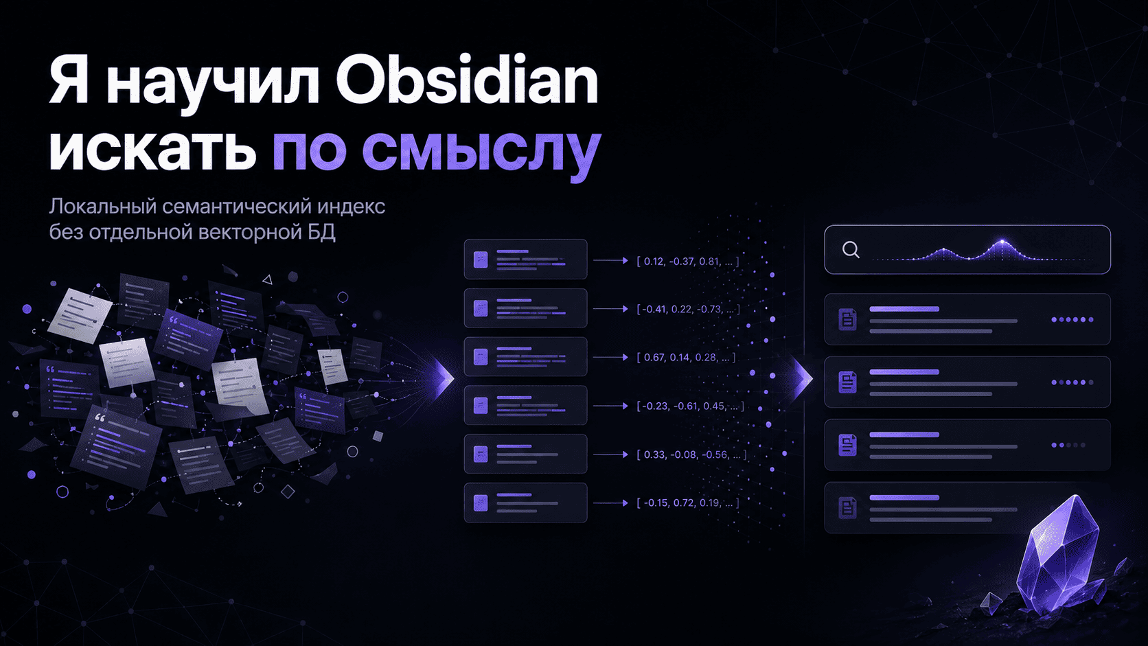 Я научил Obsidian искать по смыслу. Как устроен локальный семантический индекс без отдельной векторной БД