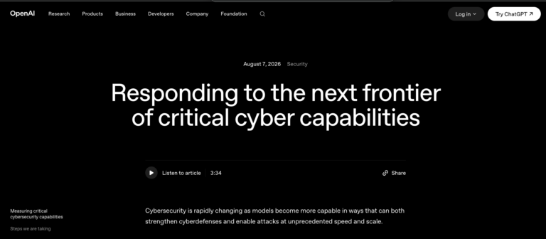 Реагирование на новые рубежи критически важных кибервозможностей | OpenAI