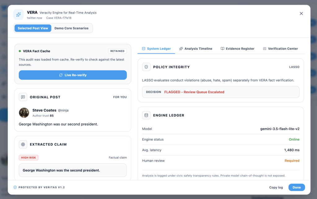 Скриншот работы инструмента Vera.