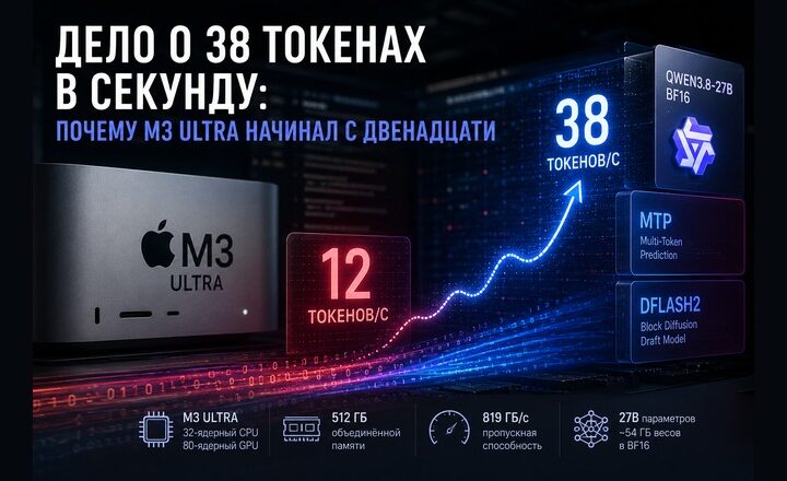 Дело о 38 токенах в секунду: почему M3 Ultra начинал с двенадцати
