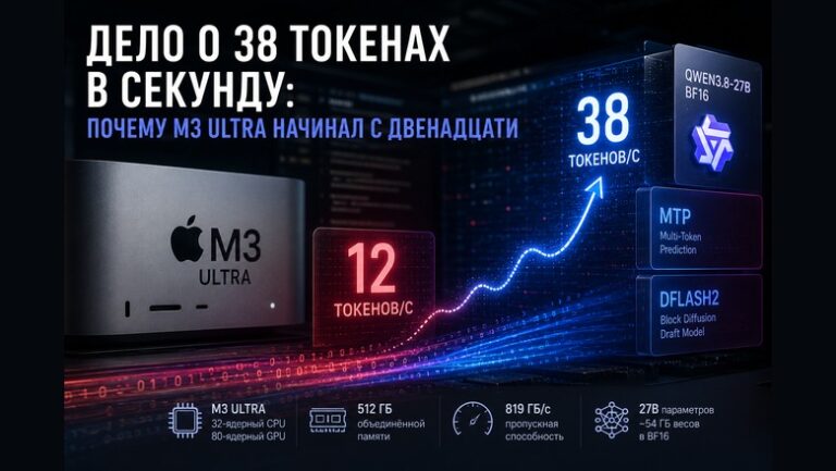Дело о 38 токенах в секунду: почему M3 Ultra начинал с двенадцати