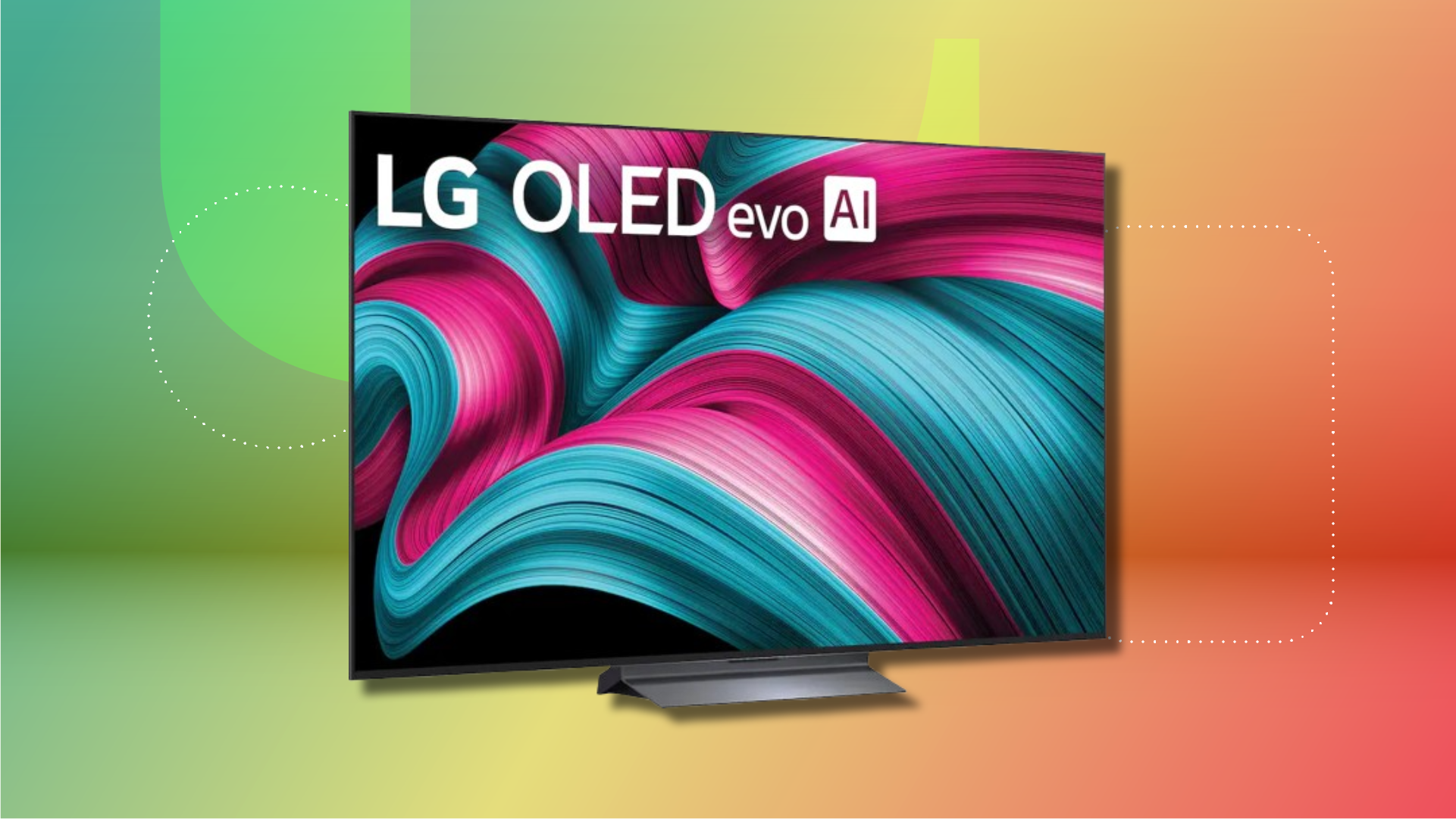 Телевизоры LG Class C5 Series OLED на фоне коммерческой тематики CNET.