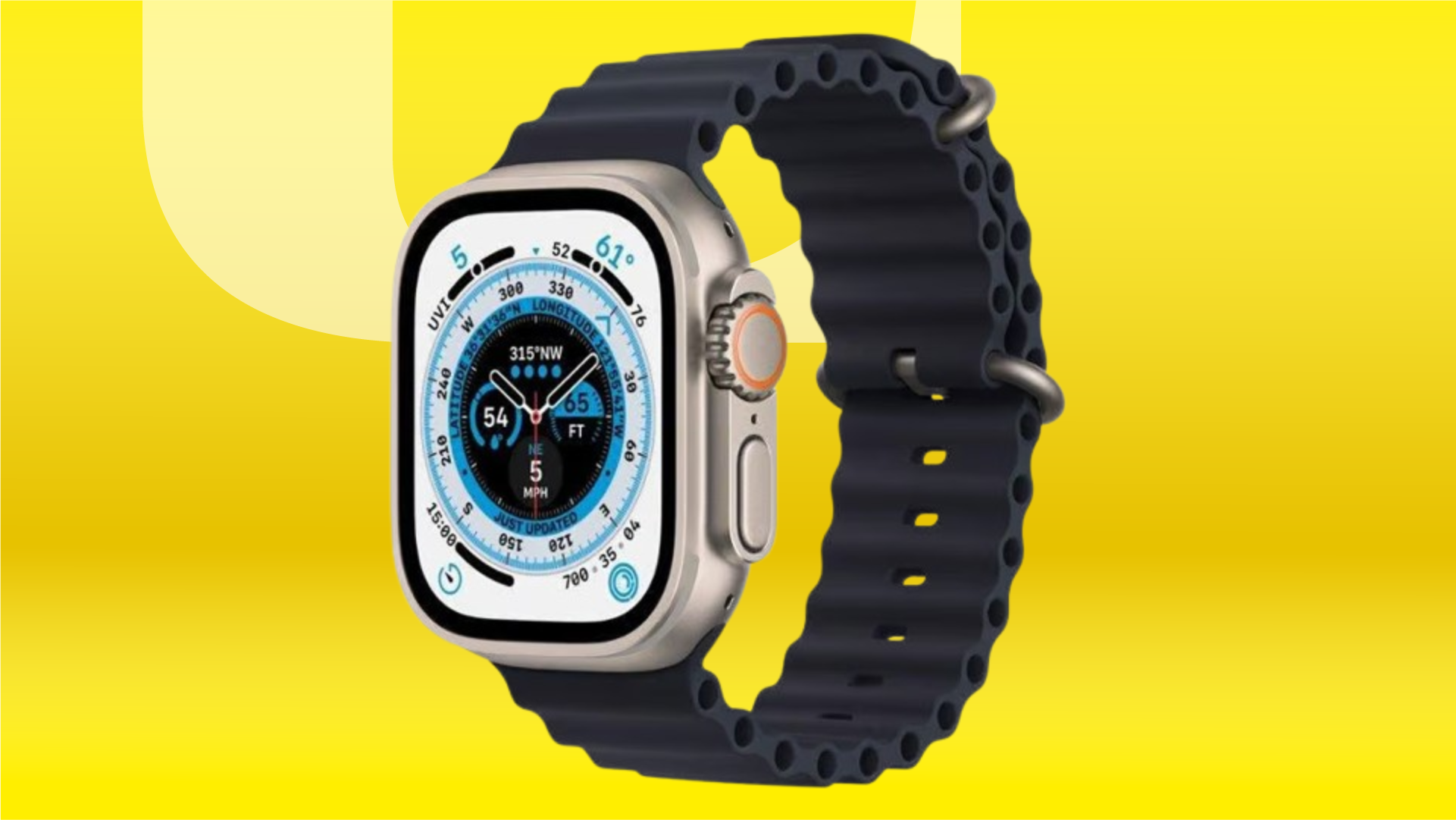 Apple Watch Ultra на желтом фоне CNET, посвященном коммерции.