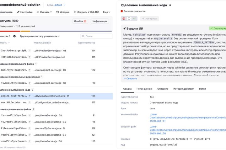 ИИ в PT Application Inspector распознал 94% реальных уязвимостей