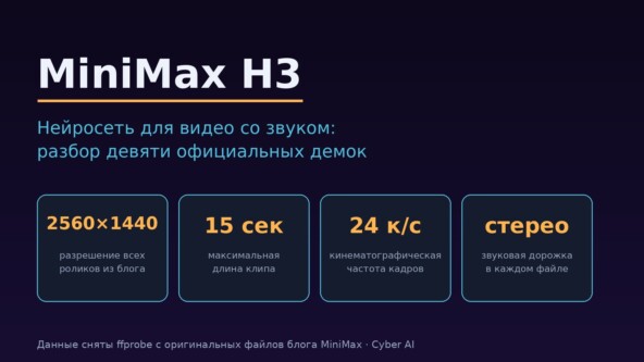 MiniMax H3: нейросеть для видео со звуком — разбор 9 демок