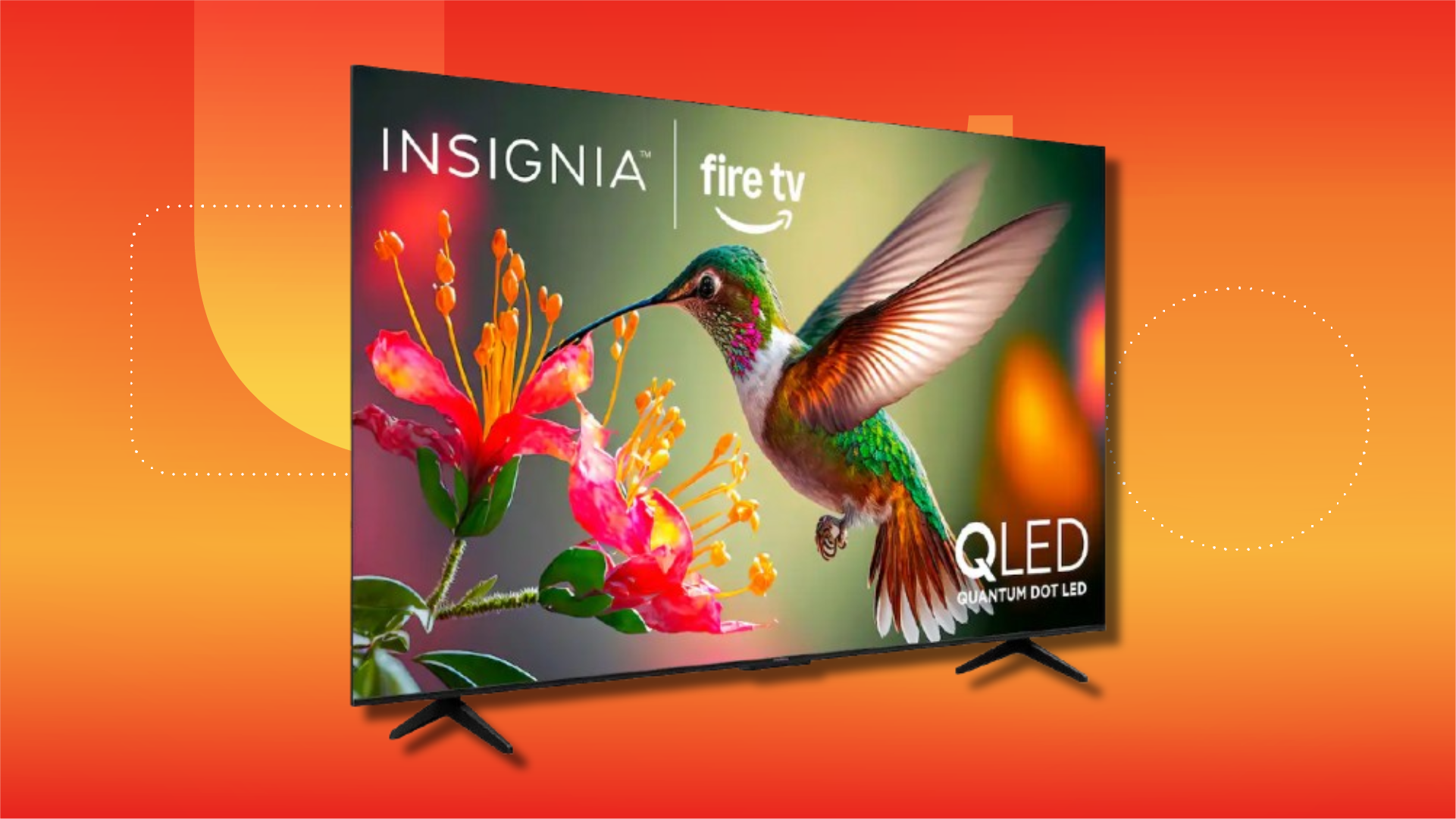 Телевизор Insignia 75-дюймовый Class QF Series QLED Fire TV на фоне коммерческой информации CNET.