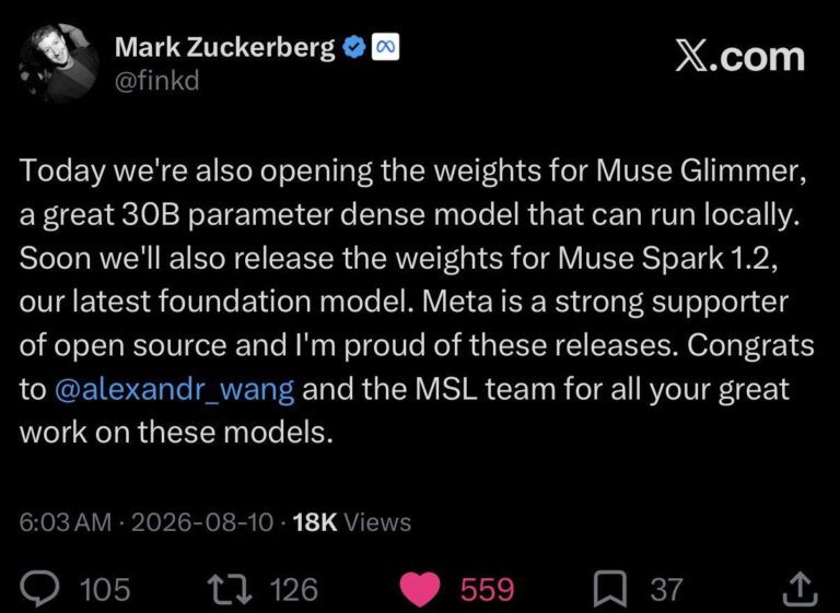 Muse Glimmer — open-source модель для локальных ИИ-агентов Meta* выпустила…
