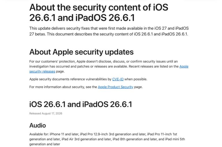 🔓 Apple исправила около 30 различных уязвимостей в iOS/iPadOS 26.6.1…