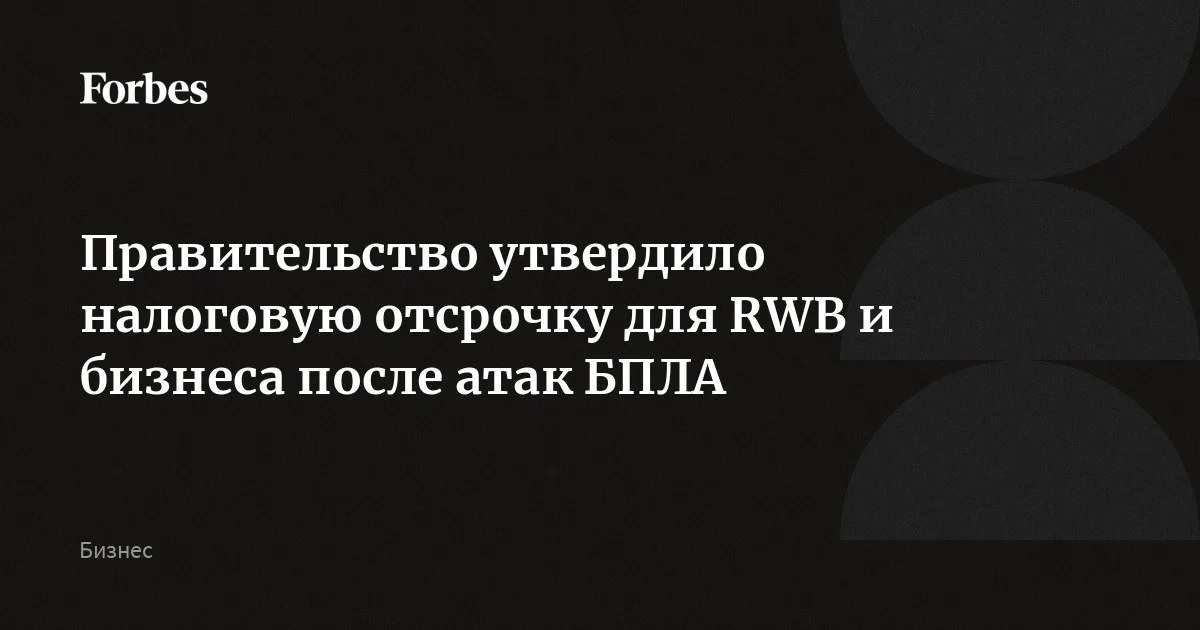 Правительство утвердило налоговую отсрочку для RWB и бизнеса после атак…