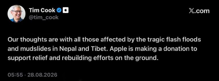 🇳🇵Тим Кук, CEO Apple, объявил о выделении средств для помощи…
