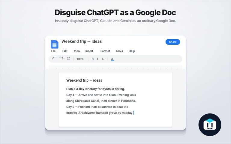 🕵️ GPTDisguise — расширение, которое маскирует ChatGPT и Claude под Google…