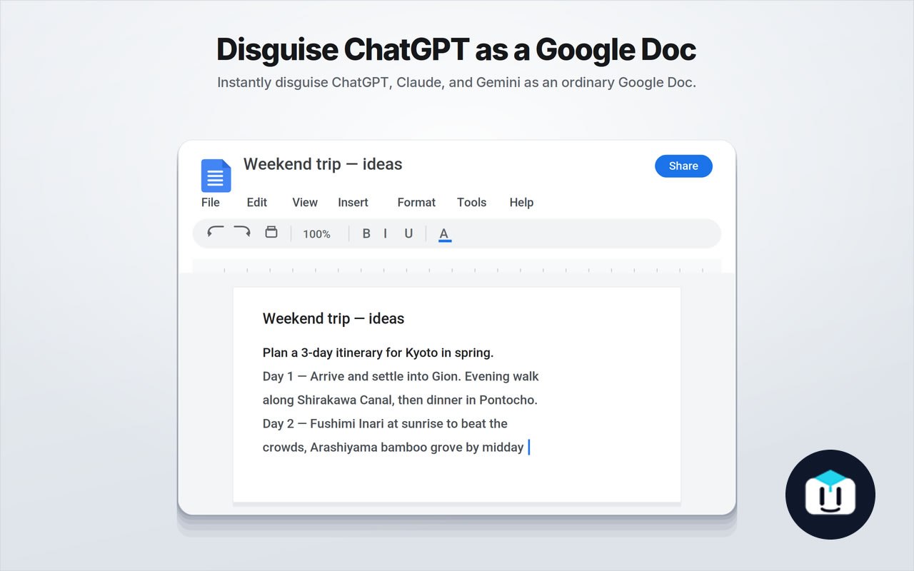 🕵️ GPTDisguise — расширение, которое маскирует ChatGPT и Claude под Google…