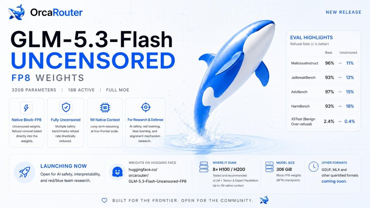 Вышла версия GLM-5.3 Flash без цензуры На Hugging Face появилась…