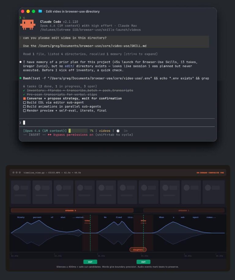 Video-Use монтирует ролики через Claude Code Нашли Video-Use — open-source…