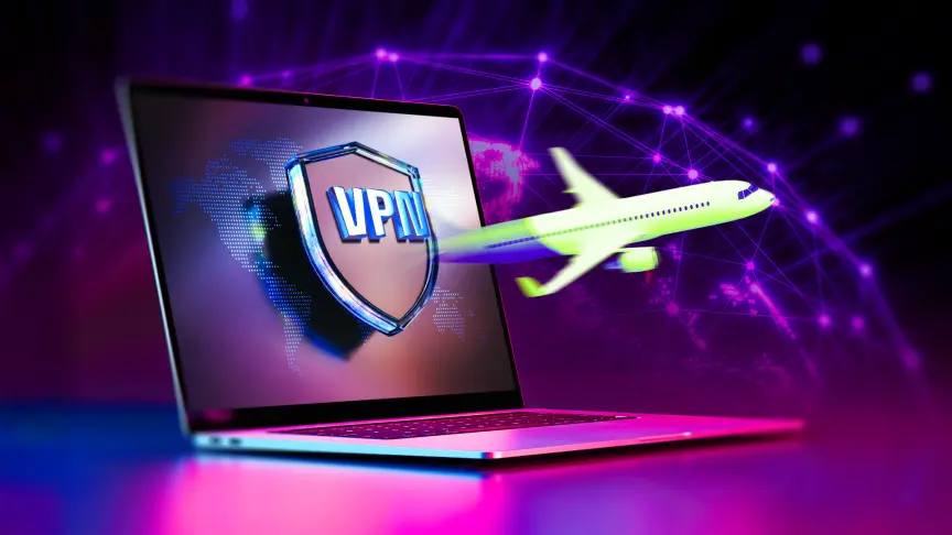 VPN на ноутбуке, с которого вылетает самолет.