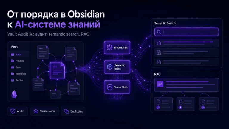 Я хотел просто навести порядок в Obsidian. В итоге написал два индекса, semantic search и RAG