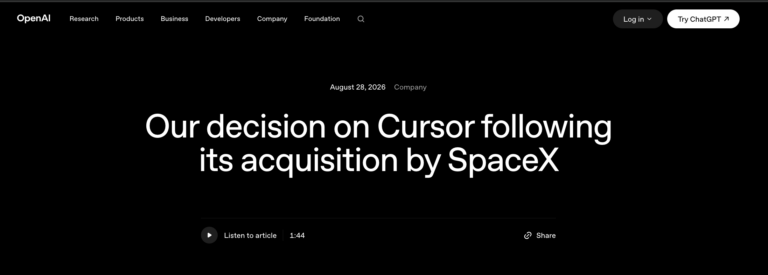 Наше решение по Cursor после его приобретения компанией SpaceX | OpenAI