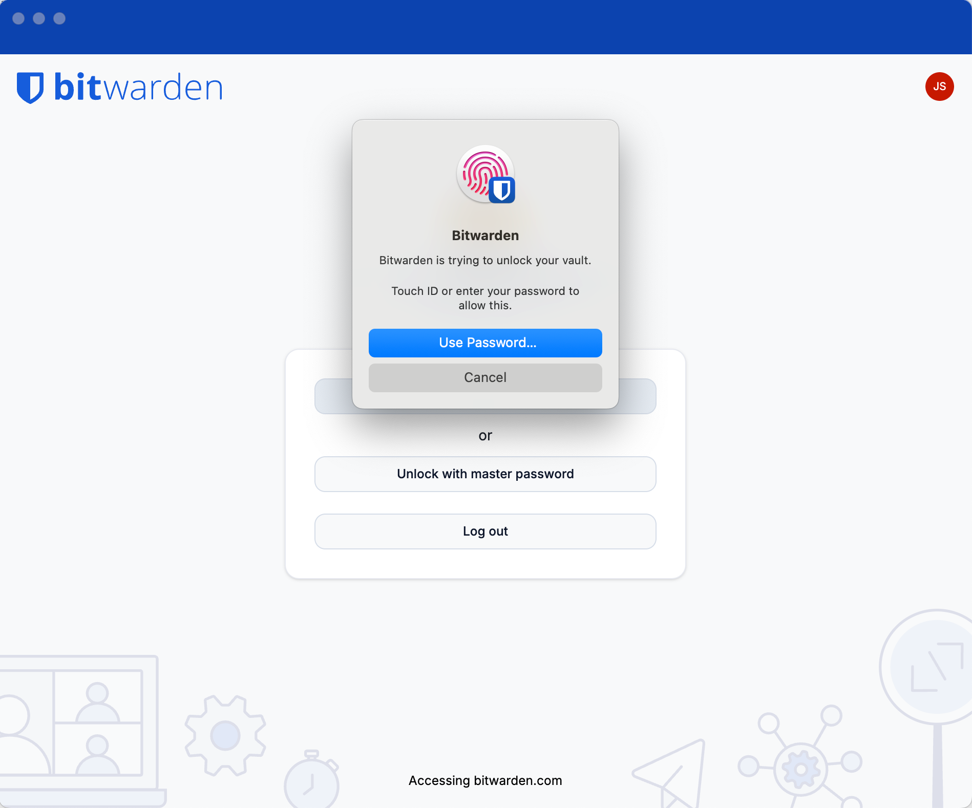 Bitwarden аутентификация по отпечатку пальца
