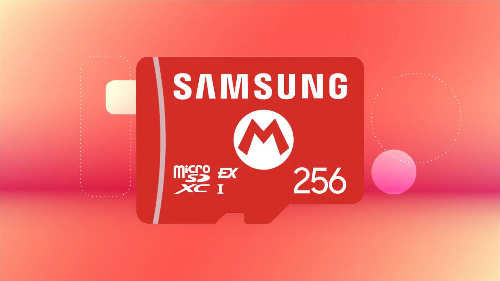 Красная карта microSD с эмблемой Марио 