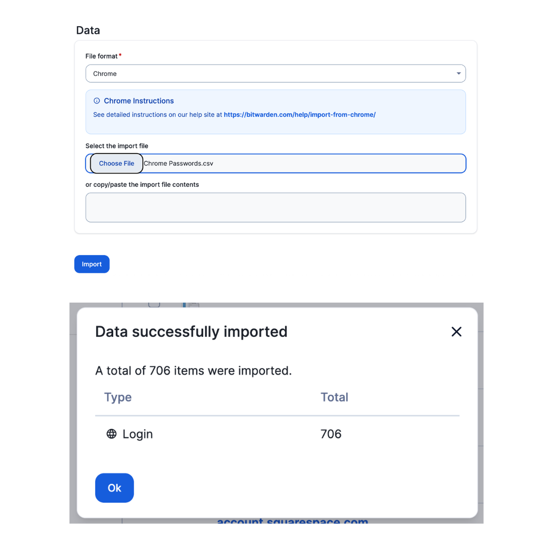 импорт паролей в Bitwarden