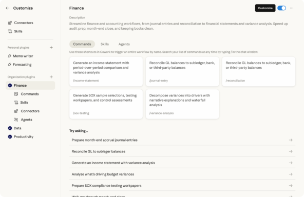 В Claude Cowork добавили плагин для работы с CRM-платформой Salesforce 3 Окно настроек ИИ-агента для финансов. Источник: Anthropic