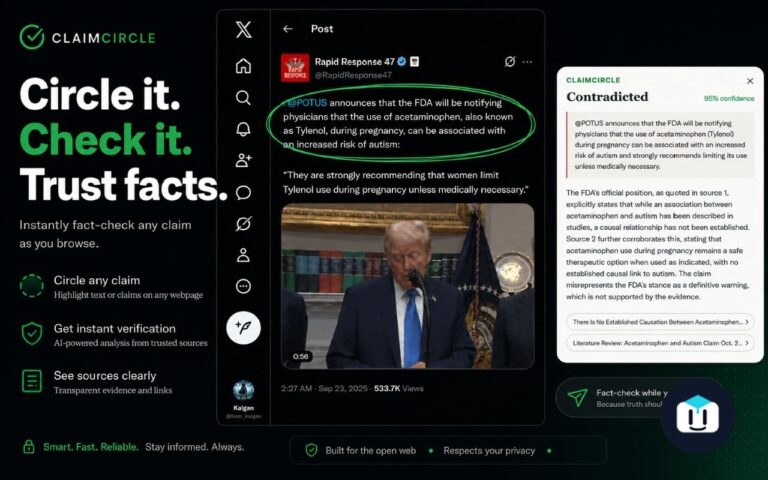 ClaimCircle — расширение для фактчекинга прямо на странице Выделяете любой…