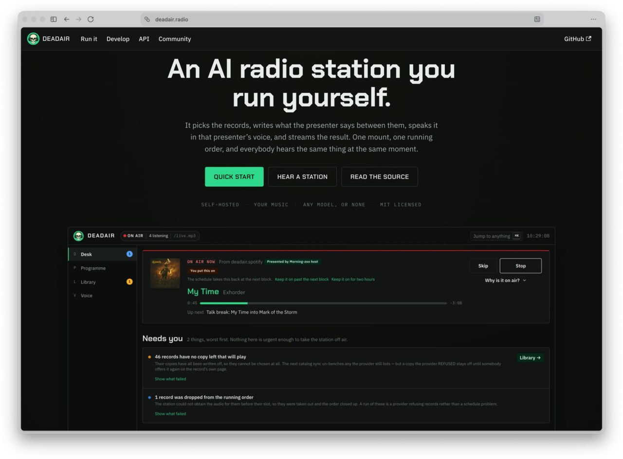Делаем своё радио с ИИ-ведущим: DeadAir сам выбирает музыку, пишет…