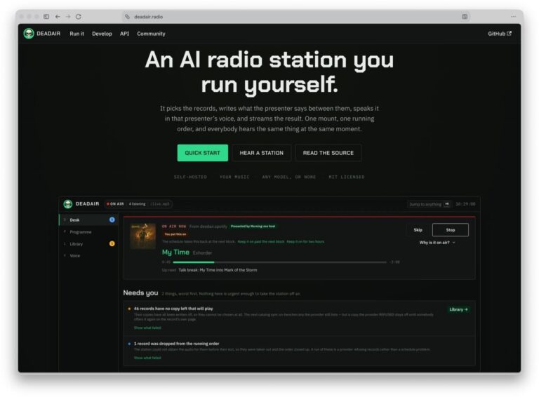 На GitHub выложили DeadAir — своё радио с ИИ-ведущим Появился…