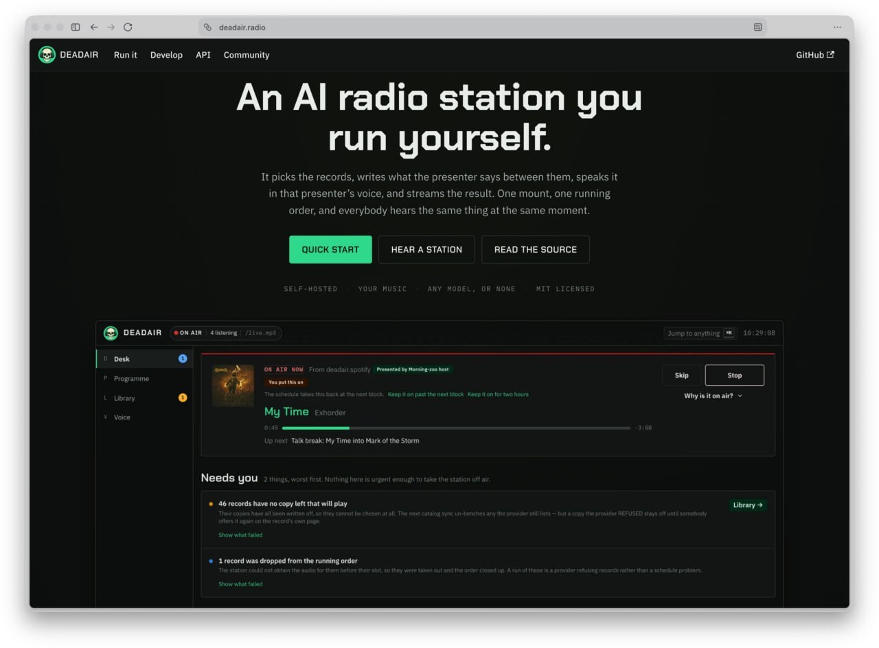 На GitHub выложили DeadAir — своё радио с ИИ-ведущим Появился…