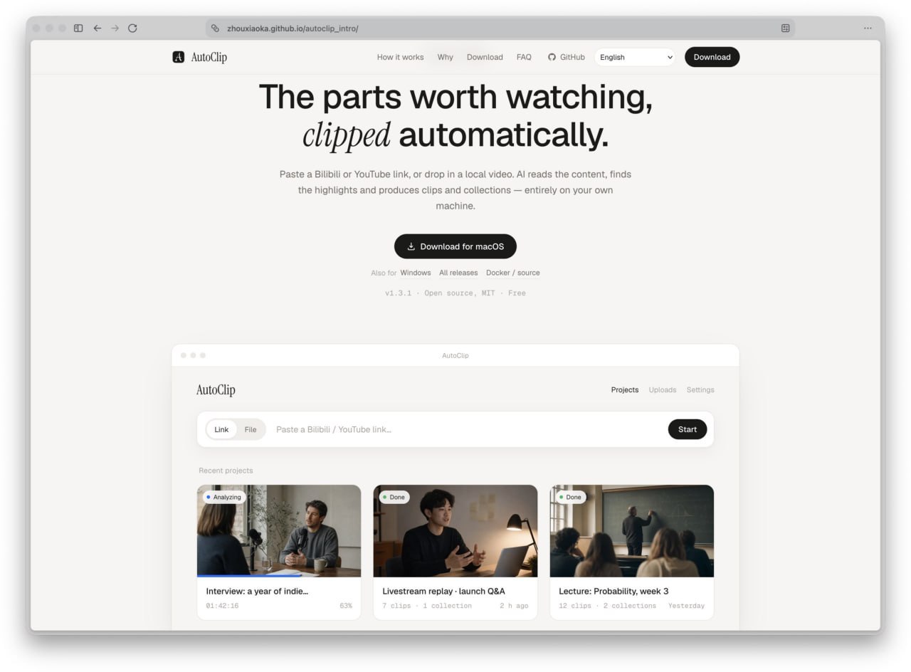 На GitHub выложили AutoClip — инструмент для автоматической нарезки видео…
