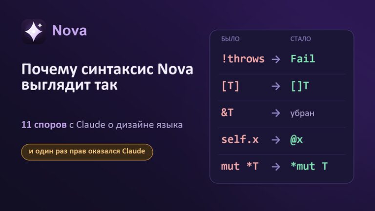 Почему синтаксис Nova выглядит так: 11 споров с Claude о дизайне языка