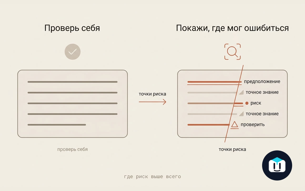 «Покажи, где ты мог ошибиться» — не то же самое,…