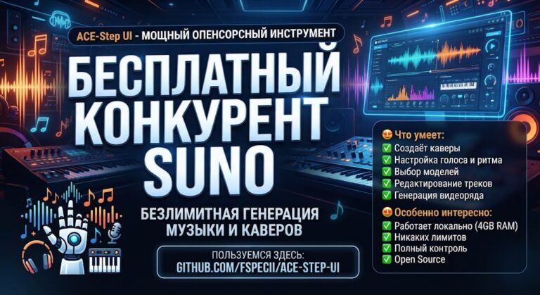 🔥 БЕСПЛАТНАЯ ПОЧТИ АЛЬТЕРНАТИВА SUNO: ГЕНЕРИРУЕМ МУЗЫКУ БЕЗ ОГРАНИЧЕНИЙ Вышел…