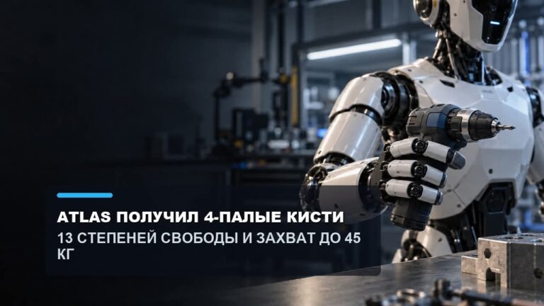 Boston Dynamics разработала для человекоподобного Atlas новые четырёхпалые кисти. У…