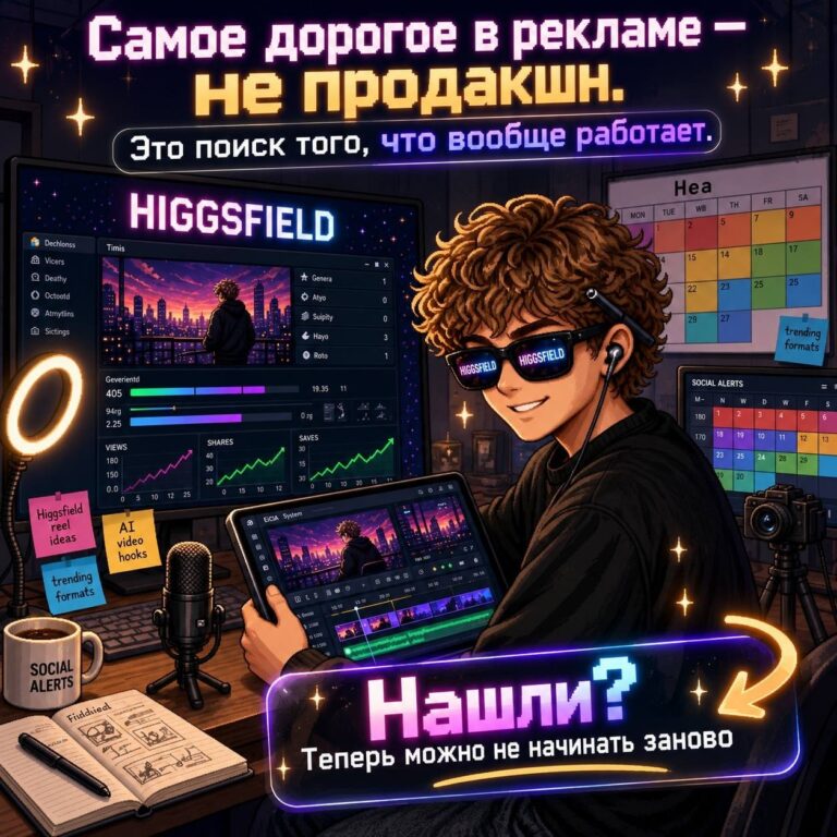 Реклама работала месяц, потом выгорела. Знакомо? Higgsfield сделали инструмент, который…