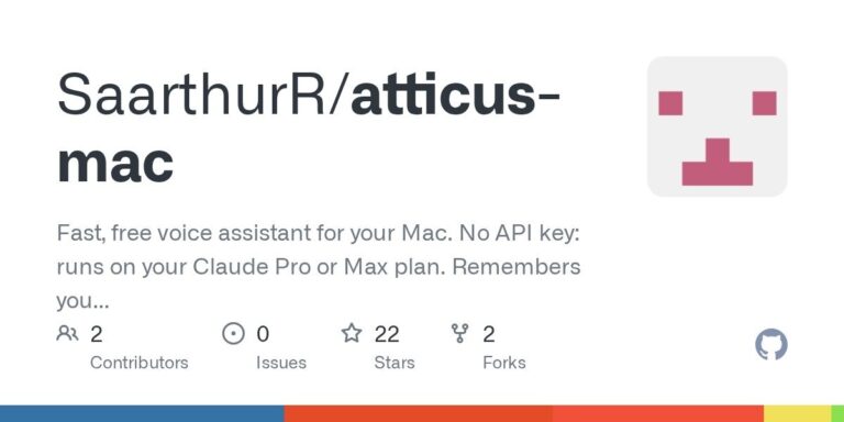 Голосовой помощник Atticus для Mac: работает на твоём Claude Pro…